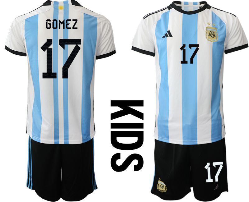 Youth 2022 World Cup National Team Argentina home white #17 Soccer Jerseys->customized soccer jersey->Custom Jersey
